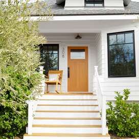 beltran-house-exterior-front-door-81602043 Modern Farmhouse Front Porch, Craftsman Style Bungalow, Ranch House Exterior, Bungalow Renovation, Bungalow Exterior, Craftsman Bungalow, Home Exterior Makeover, Farmhouse Front Porches, Exterior Makeover