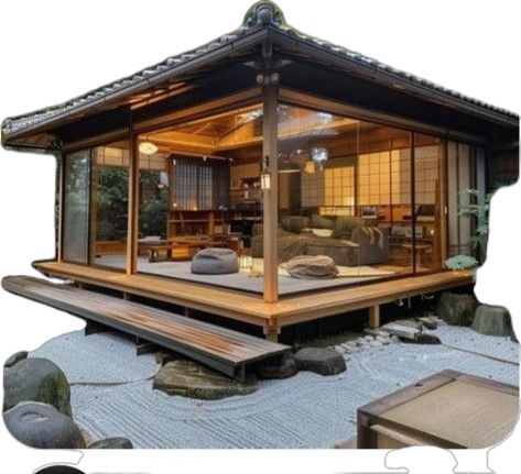 Asian Style House Exterior, Japanese Inspired House Exterior, Japan Modern House Japanese Style, Asian House Exterior, Modern Japanese House Exterior, Asian Farmhouse, Japanese Resort, Minka House, Japanese Home Exterior