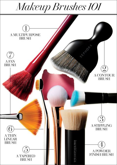 How to Use Makeup Brushes Correctly The Best Tips and Tricks From Makeup Artists Eye Makeup Brushes Guide, Sephora Brushes, Makeup Contouring, How To Use Makeup, Brush Guide, Makeup Brushes Guide, Sonia Kashuk, Eye Makeup Brushes, The Beauty Department