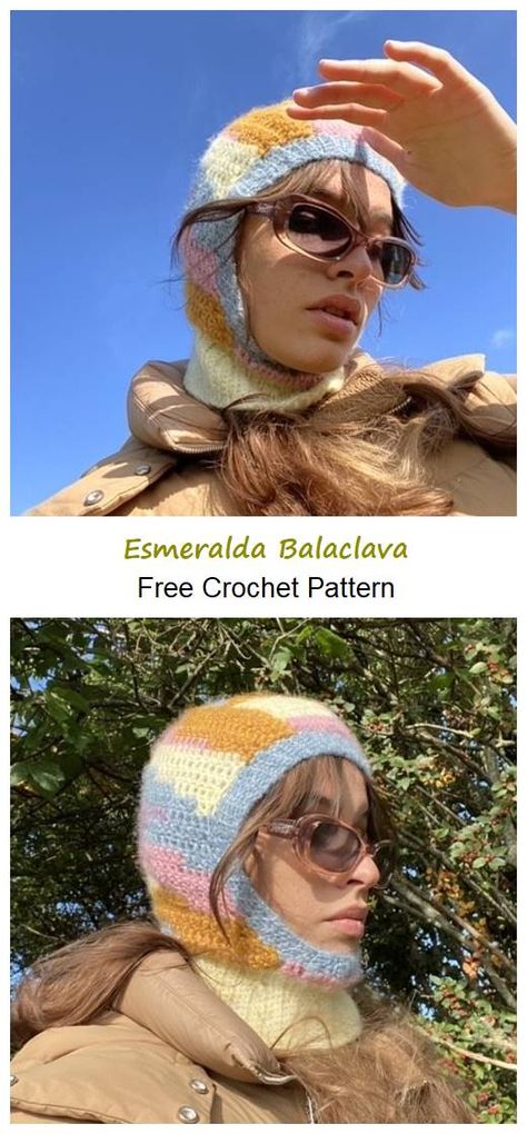 Esmeralda Balaclava Free Crochet Pattern - Your Crafts Chunky Crochet Balaclava Pattern Free, Baclava Hat Pattern Crochet Free, Balaclava Free Pattern, Balaclava Crochet Pattern Free, Crochet Balaclava Pattern Free, Crochet Scarf Pattern Free, Crochet Bucket, Pretty Kitty, Scarf Crochet Pattern