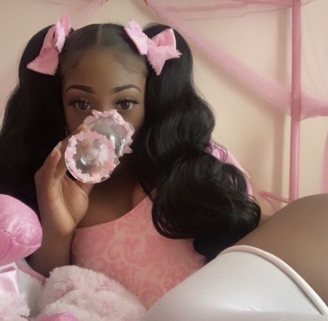 Black Girls Pink Aesthetic, Black Doll Aesthetic, Kawaii Black Women, Soft Pink Aesthetic, Pretty Pink Princess, Doll Aesthetic, Black Femininity, Candy Girl, Girls Collection