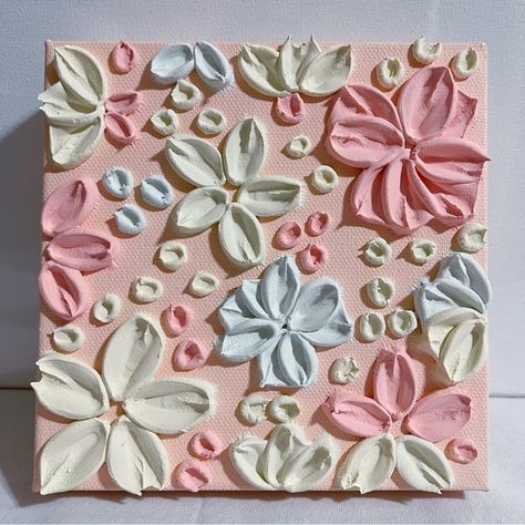 Aesthetic Vibe Mini 3D Flower Painting || Textured Heavy Acrylic Painting || Art 3d Acrylic Flower Painting, 3d Flower Painting On Canvas, 3d Acrylic Painting On Canvas, Acrylic Painting 3d, Impasto Flower Painting, Texture Flower Art, Textured Acrylic Painting Diy, Spackle Canvas Art, 3d Flower Canvas