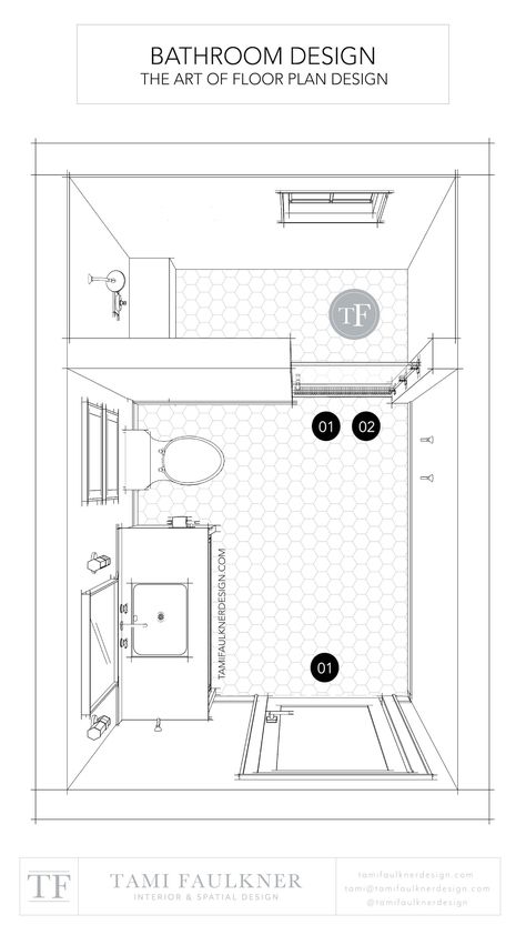 TWO CRITICAL SPATIAL COMPONENTS FOR AGING-IN-PLACE FLOOR PLAN DESIGN — Tami Faulkner Design | Custom Floor Plans, Spatial and Interior Design Services in person and online Tami Faulkner, Shower Curb, Interior Design Portfolio Layout, Custom Floor Plans, Bathroom Plan, Portfolio Design Layout, Aging In Place, Portfolio Layout, Virtual Design