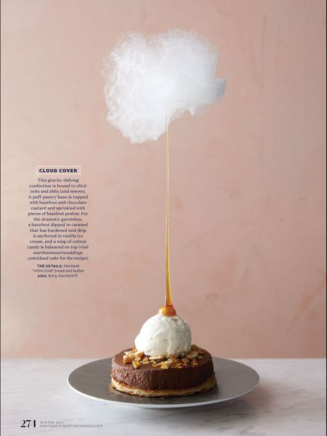 via Martha Stewart Weddings Cotton Candy Cloud Cake, Dessert Ideas Wedding, Interactive Desserts, Cotton Candy Dessert, Chocolate Cloud Cake, Cloud Food, Cloud Dessert, Fancy Deserts, Cake Fancy