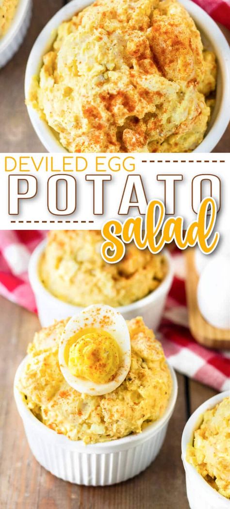 Egg Potato Salad, Deviled Egg Potato Salad, Deviled Egg Salad, Best Potato Salad Recipe, Egg Potato, Soups Recipes, Best Deviled Eggs, Deviled Eggs Easy, Easy Potato Salad