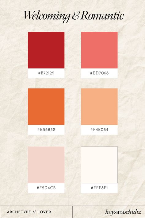 Top color palettes for the lover brand archetype — Hey Sara Schultz High Contrast Color Palette, Lover Brand Archetype, Lover Archetype, Romantic Colors Palette, Emotional Response, Brand Archetypes, Paint Color Palettes, The Lover, Brand Color Palette