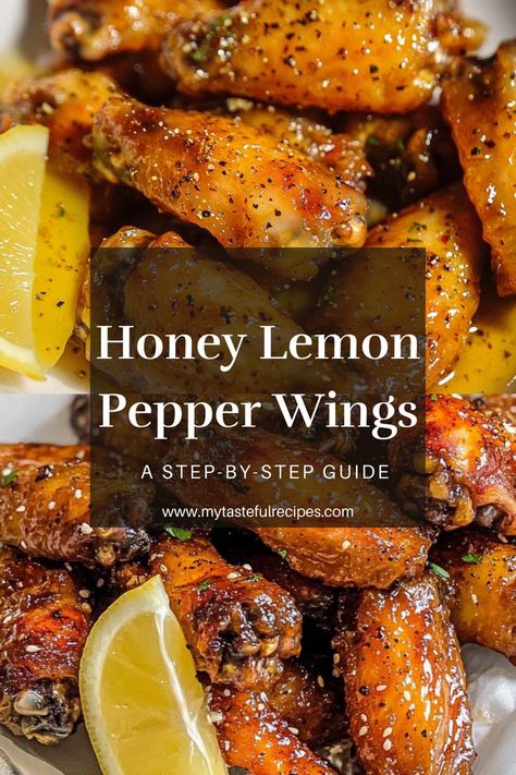 Love lemony dishes? These easy Honey Lemon Pepper Wings combine the sweetness of honey with a bold lemon punch and a peppery kick. The perfect game-day or dinner treat Boneless Lemon Pepper Wings, Honey Lemon Pepper Chicken Tenders, Wet Lemon Pepper Chicken Wings Recipe, Wing Stop Lemon Pepper Wings Recipe, Easy Lemon Pepper Wings, Chicken Wings Lemon Pepper, Honey Lemon Pepper Sauce, Honey Old Bay Wings, Wings Lemon Pepper