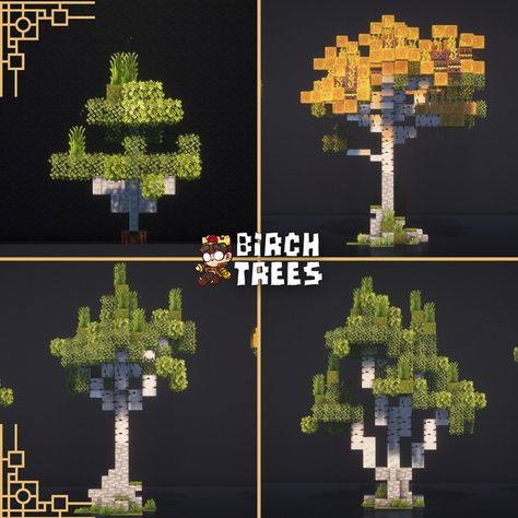 Birch Trees (Free Download) | Patreon Mc Custom Tree, Birch Tree Minecraft, Minecraft Bamboo Farm, Minecraft Custom Trees, Plants Minecraft, Minecraft Environment, Minecraft Gradient, Minecraft Landscaping, Tree Minecraft