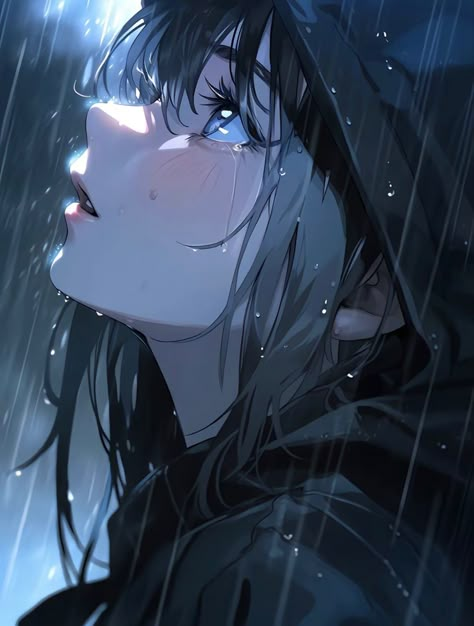 Rain Illustration, Girl In Rain, Image Chat, Blue Anime, Digital Art Anime, Cute Anime, Dreamy Art, 영감을 주는 캐릭터, Cute Profile Pictures