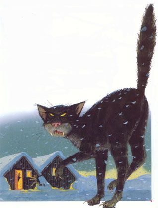 The Icelandic #Jólakötturinn (Christmas cat) is a monster from #Icelandic folklore, a huge and vicious cat said to lurk about the snowy countryside during Christmas time and eat people who have not received any new clothes to wear before #Christmas Eve. It's a bit unfair :-) Yule Lads, Christmas Legends, Iceland Christmas, Yule Cat, Nordic Symbols, Label Inspiration, Scandinavian Folklore, Huge Cat, Norwegian Christmas