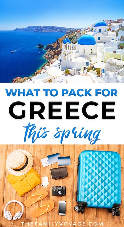 Wondering what to wear in Greece in April and May? We've got your complete Greece packing list for spring, from clothes to shoes to other essentials! #Greece #packinglist #travel | Greece travel trips | Greece vacation outfits what to wear | Greece outfit spring | Greece outfit ideas | Greece outfit what to wear | Greece travel outfits | what to pack for Greece in spring Greece In April, What To Pack For Greece, Pack For Greece, Greece Spring, What To Wear In Greece, Greece Vacation Outfit, Greece Travel Outfits, Greece Packing, Greece Packing List