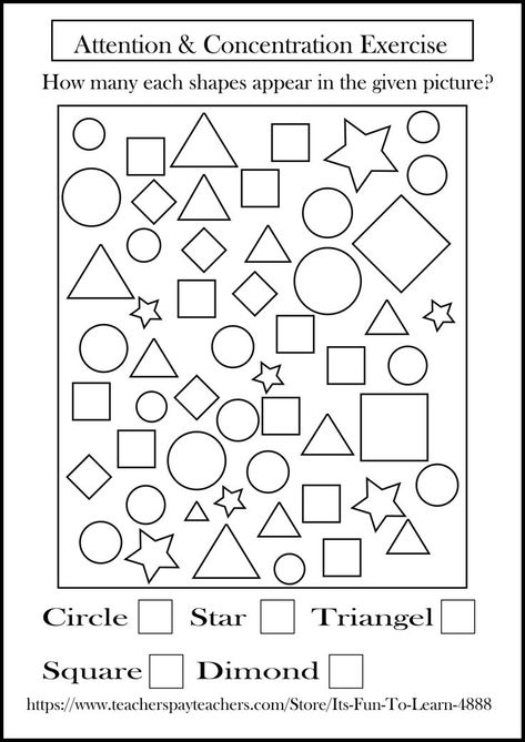 Attention & Concentration building Exercise Increase Attention Span, Concentration Activities, Cognitive Exercises, Visual Perceptual Activities, Solve The Puzzle, Visual Perception Activities, Cognitive Activities, English Teaching Materials, Learning Worksheets