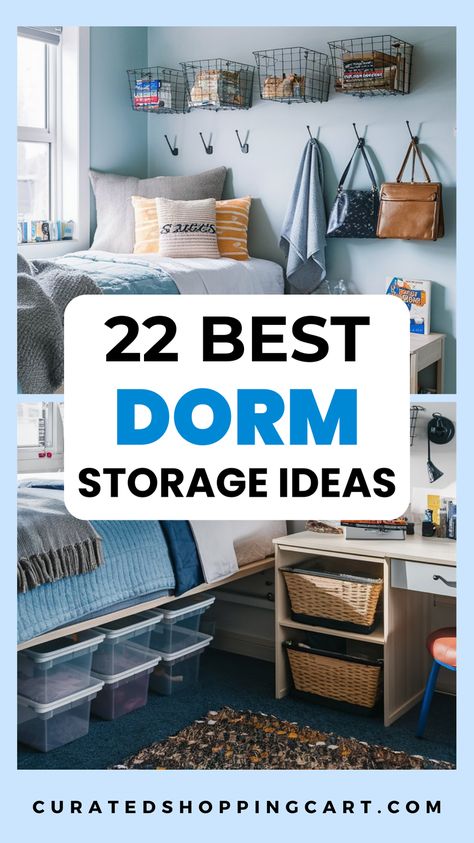 Maximize every inch of your dorm room with these 22 genius storage ideas.Ideal for college students who need practical & creative storage options. Dorm room storage, college dorm organization, small space living, student storage hacks, dorm room essentials, college dorm hacks, dorm storage solutions, college space savers, small dorm room ideas, dorm room storage hacks, dorm room storage aesthetic, dorm room storage bins, dorm storage ideas, dorm storage under bed, dorm organization ideas storage Dorm Storage Ideas Under Bed, Dorm Closet Organization Ideas, College Dorm Room Hacks, Dorm Storage Ideas, Dorm Room Storage Ideas, Storage Aesthetic, Dorm Closet Organization, College Dorm Hacks, Dorm Room Organization Storage