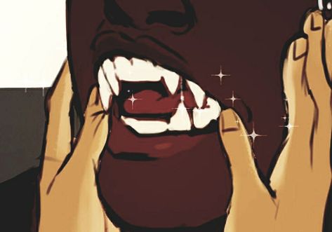 Mouth Poses Reference, Fangs Drawing References, Cartoon Art Styles Black, Fangs Reference, Zombie Oc Male, Fangs Tattoo, Mouth With Fangs, Cartoon Teeth, Agent Stone