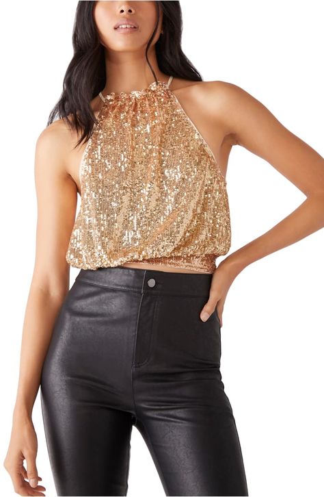 Sequin Halter Top, Gold Sequin Top, Sequin Halter, Halter Tank Top, Sequin Tank, Sequin Tank Tops, Gold Sequin, Sequin Top, Black Crop Tops