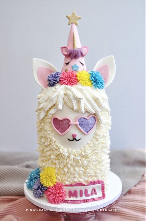 Llamacorn Birthday Cake, Lama Cake, Alpaca Cake, Llama Cake, Llama Unicorn Cake, Llama Birthday Cake, Llama Birthday Party Cakes, Lama Cakes Birthday, Llama First Birthday Cake