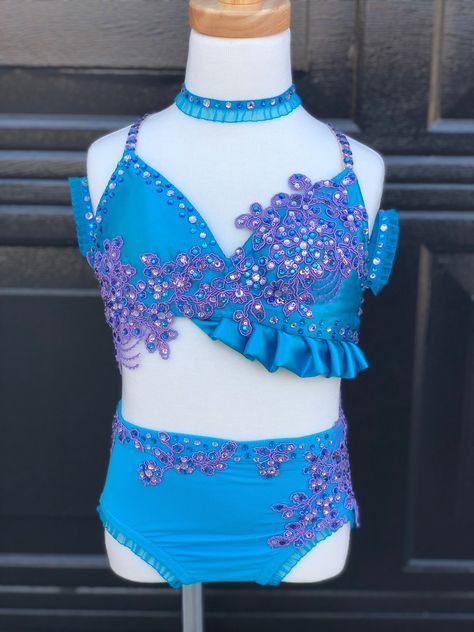 Blue Dance Costumes, Disco Dance Costume, Dance Moms Costumes, Dance Comp, Custom Dance Costumes, Dance Competition Costumes, Competition Dance, Jazz Dance Costumes, Custom Costumes