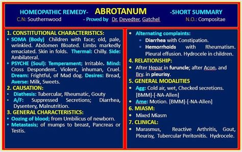 Abrotanum is a HOMEOPATHIC REMEDY. This is a Short Summary of the Salient Features -Presented in Classical Format. This informaiton is useful for BHMS Students and General Homeopathic Physicians Bhms Students, Pleural Effusion, Homeopathic Remedies, Mad Dog, Cold Air, Mindfulness