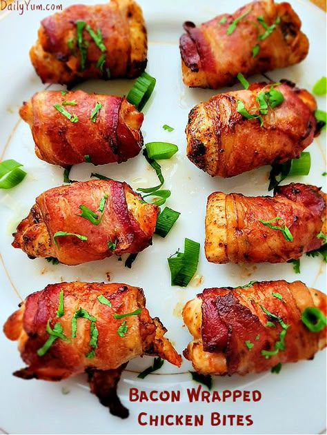 Air Fryer Bacon Wrapped Chicken Breast Bacon Wrapped Chicken Bites Air Fryer, Bacon Wrapped Chicken Air Fryer, Bacon Chicken Bites, Air Fryer Bacon Wrapped Chicken, Air Fry Bacon, Daily Yum, Airfryer Chicken, Bacon Wrapped Chicken Breast, Bacon Wrapped Chicken Bites