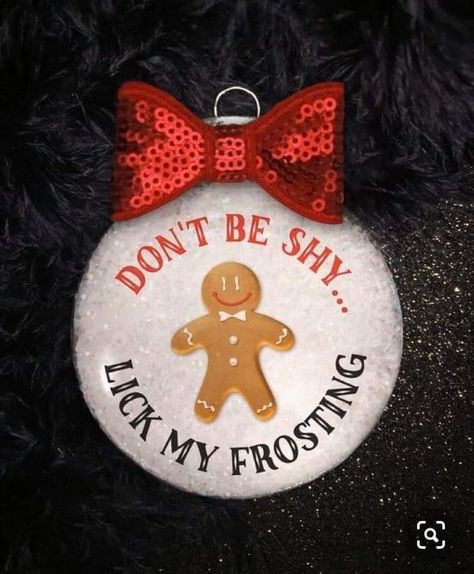 Inappropriate Ornaments, Funny Christmas Ornaments Diy, Ornament Drink, Christmas Frosting, Chirstmas Decor, Funny Christmas Ornaments, Christmas Ornaments Diy, Cricut Christmas, Don't Be Shy