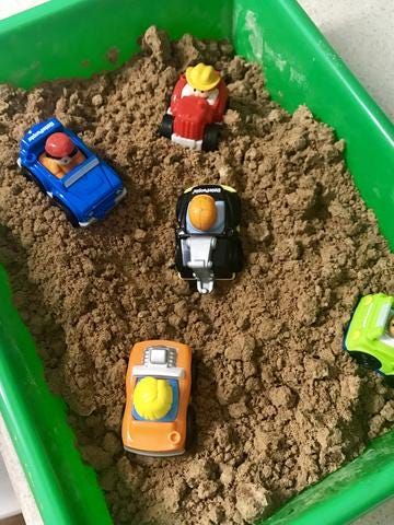 DIY Indoor Play Dirt for Preschoolers Fake Dirt Sensory Bin, Easy Kid Activities, Cheap Groceries, Montessori Toddler Activities, Sensory Bin, Montessori Toddler, Indoor Play, Kid Activities, Construction Vehicles