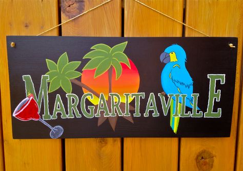 Margaritaville sign Margaritaville Party, Tiki Signs, Parrot Head, Jimmy Buffett, Directional Signs, Camper Decor, Beach Signs, Diy Signs, Tiki Bar