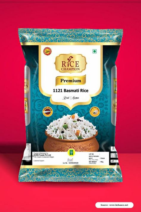 Premium rice packaging design in red colour. #ricepouchpackaging #ricelabeldesign #packagingdesign Rice Packaging Design, Spice Image, Rice Packaging, Rice Pack, Effective Branding, Packaging Template Design, Birthday Banner Design, Packaging Template, Food Advertising