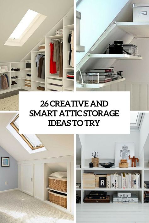 Attic Storage Ideas, Small Attic Renovation, Attic Storage Solutions, Attic Room Ideas, Small Attics, Attic Bedroom Storage, Eaves Storage, Attic Renovation Ideas, Attic Closet