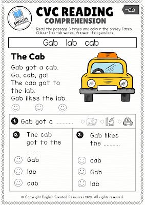 CVC Words Reading Comprehension Remedial Teaching Activities, Cvc Comprehension Worksheets, Cvc Reading Comprehension, Cvc Reading, Phonics Reading Passages, Writing Cvc Words, Cvc Words Worksheets, Reading Comprehension For Kids, Cvc Words Kindergarten