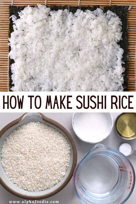 How to make sushi rice perfectly every time with just 4 ingredients (plus water). Including methods for stovetop and rice cooker sushi rice, plus top tips and FAQs to become a homemade sushi rice master! Sushi Meals, Easy Sushi Rice, Best Sushi Rice, Make Sushi Rice, Kinds Of Sushi, Sushi Rice Recipes, Sushi Vinegar, Sushi Recipes Homemade, Making Sushi