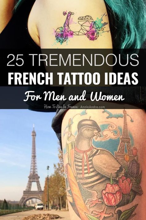 Check out these French themed tattoo ideas. #frenchtattoos French Tattoo Ideas Words, Tattoos Ideas For Men, France Tattoo, Wine Tattoo, Matching Bff Tattoos, Paris Tattoo, French Tattoo, France Culture, Tattoo Quotes For Women