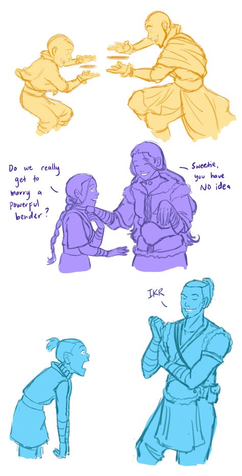 Young Team Avatar meeting their older selves. This is amazing! Cupels Drawing Poses, Kataang Fanart Spicy, Zutara Fanart, Human Avatar, Avatar State, Atla Memes, Yip Yip, Avatar The Last Airbender Funny, Avatar Funny