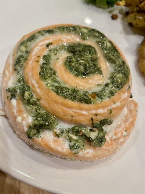 Trader Joe’s Salmon Pinwheels, Salmon Pinwheel Recipe, Salmon Pinwheels Roll Ups, Salmon Pinwheel, Feta Pinwheels, Salmon Roulade, Salmon Pinwheels, Roasted Lamb Chops, Oven Salmon