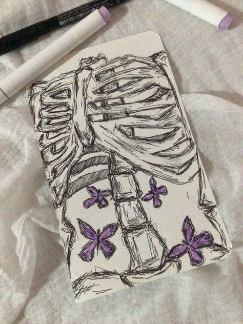 Pen Art Butterfly, Butterflies In Stomach Drawing, Cool Pen Drawings, Unique Drawings Creative Sketch, Skeleton Sketches, Spiderman Canvas Art, Butterflies In Stomach, Skeletal Art, Dead Butterfly