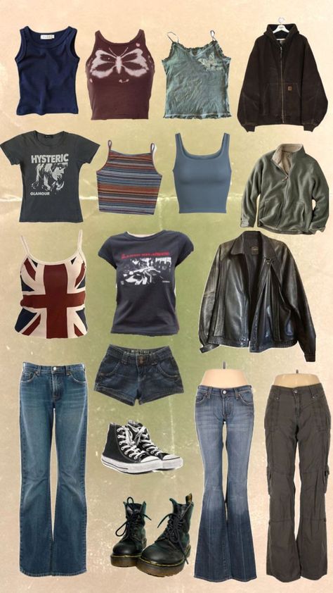 Simple Style Aesthetic, Y2k Colourful Outfits, Y2k Wardrobe Essentials, Rustic Aesthetic Outfits, Y2k Fashion 90s, Downtown Desk, Twilight Outfits Ideas, Grunge Inspired Outfits, Boygenius Concert Outfit