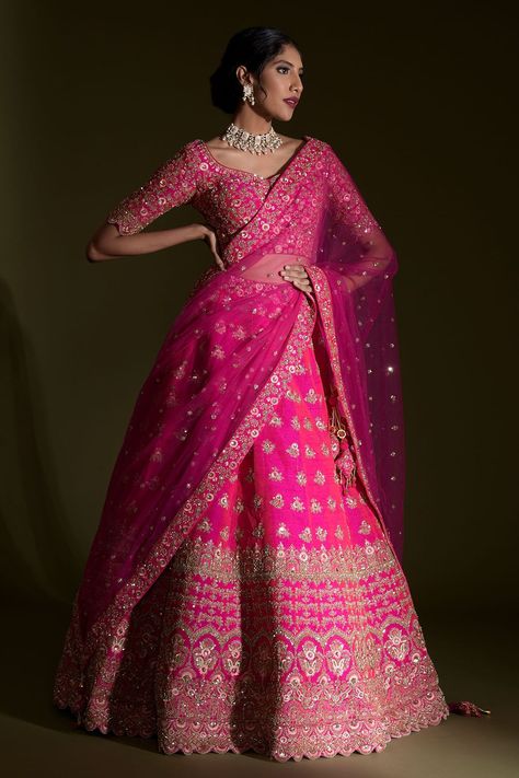 Silk Bridal Lehenga, Pink Bridal Lehenga, Bridal Lehenga Online, Designer Bridal Lehenga Choli, Bridal Lehenga Designs, Latest Bridal Lehenga, Half Saree Lehenga, Indian Outfits Lehenga, Wedding Lehenga Designs