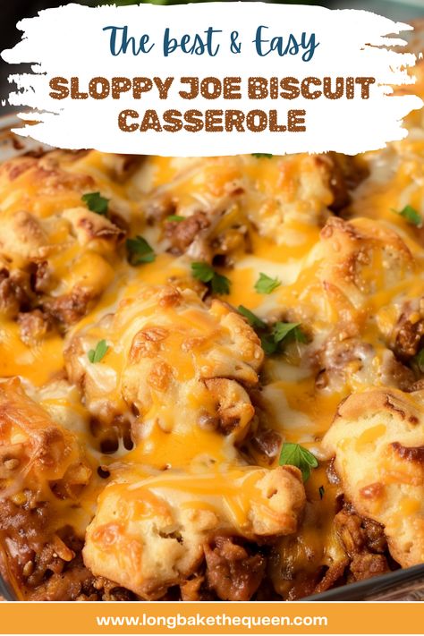 Craving ultimate comfort food? Try our Sloppy Joe Biscuit Casserole recipe - a quick, cheesy delight that your family will adore. Get ready to savor every bite! Try it now! Cheeseburger Biscuit Casserole, Little Smokies Casserole Recipes, Sloppy Joe Biscuits, Biscuit Topped Casserole, Frozen Biscuit Casserole, Recipes Using Canned Biscuits Dinner, Casseroles With Biscuits, Sloppy Joe Biscuit Casserole, Sloppy Joe Recipe Casserole