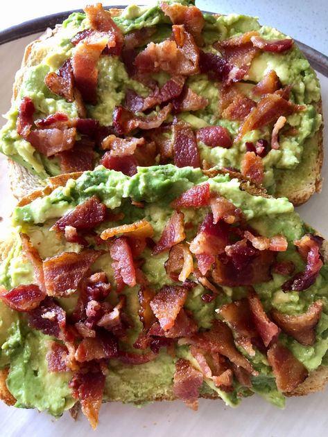 Avocado Bacon Toast – TheCompanySheKeeps Bacon Toast, Easy Healthy Meal Prep, Healthy Food Dishes, Healthy Lifestyle Food, Healthy Food Motivation, Toast Recipes, Lunch Snacks, Food Obsession, Healthy Meal Prep