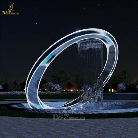 Custom Waterfall Fountain Shape Sculpture, Sculpture Fountain, Waterfall Fountain, Fine Gardening, Landscape Architecture Design, Modern Chinese, Ring Shapes, Water Fountain, Landscape Architecture