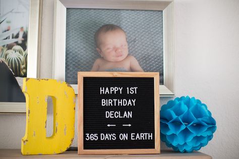 Letter board from a 365 Days on Earth First Birthday Party on Kara's Party Ideas | KarasPartyIdeas.com (19) Letter Board First Birthday, Letterboard First Birthday, 1st Birthday Letterboard, First Birthday Letter Board Ideas, Globe Black And White, Birthday Letter Board, Trendy Birthday Party Ideas, Letter Folk, Monthly Pictures