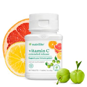 Nutrilite™ Vitamin C Extended Release | Vitamins & Supplements | Amway Nutrilite Vitamins, Amway Products, Immunity Support, Plant Protein Powder, Acerola Cherry, Natural Vitamin C, Natural Vitamins, Plant Protein, Organic Plants