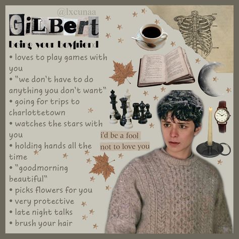 What it's like to have Gilbert Blythe as your boyfriend. From the series 'Anne with an E' Anne With An E Shifting Script, Quotes From Anne With An E, Gilbert Blythe Imagines, Gilbert And Anne Aesthetic, Anne And Gilbert Anne With An E, Gilbert Blythe Anne With An E, Anne With An E Style, Anne With An E Aesthetic Outfits, Anne X Gilbert Fanart