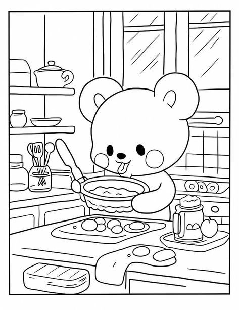 Cute Drawings No Color, Full Coloring Pages, Simple Cute Coloring Pages, Coloring Aesthetic Page, Cute Cartoon Coloring Pages, Bold And Simple Coloring Pages, Coloring Pages Aesthetic Coquette, Cute Coloring Book Pages, Outfit Coloring Pages