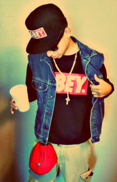 Obey | Tumblr Swag Aesthetic, 2010 Outfits, Swag Party, Mcm Shoes, Hip Hop Street Fashion, 2000s Trends, Chris Brown Style, Swag Era, New Boyz