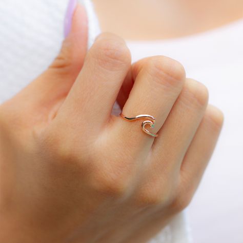 Ocean Wave Ring. Dainty Wave Ring. Rose Gold, Silver, Gold. Gold Dipped Ocean Ring, Gold Wave Ring, Gold Finger Rings, Sugar Rose, Ring Rosegold, Shell Choker, Gold Waves, Wave Ring, Full Eternity Ring