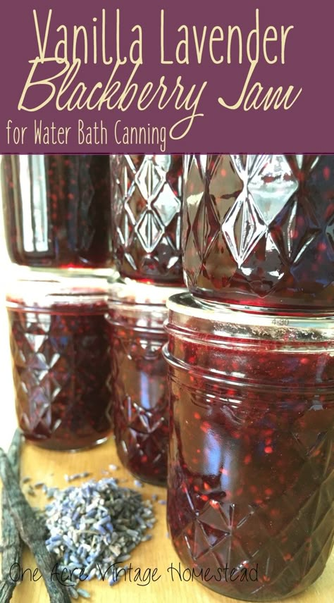 Blackberry Lavender Jam, Vanilla And Lavender, Homemade Blackberry Jam, Lavender Jam, Canning Jam Recipes, Vanilla Lavender, Lavender Recipes, Home Canning Recipes, Blackberry Recipes