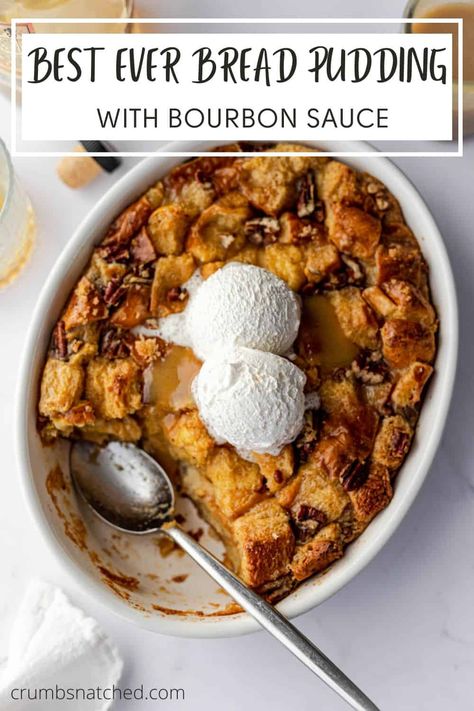 Bread Pudding with Bourbon Sauce Turtle Treats, Bread Pudding With Bourbon Sauce, Bourbon Pecans, Bourbon Bread, Bourbon Bread Pudding, Pecan Bread Pudding, Brioche Bread Pudding, Molasses Bread, Bourbon Sauce