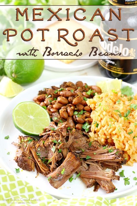 Mexican Pot Roast, Borracho Beans Recipe, Breakfast Casserole Crockpot, Borracho Beans, Casserole Crockpot, Beans And Rice, Mexican Cooking, Beans Recipe, Crock Pot Cooking