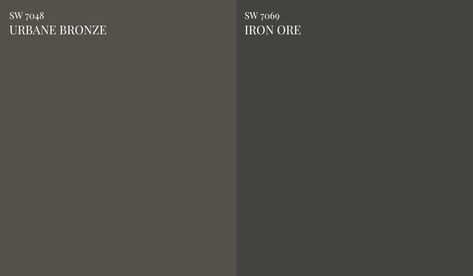 Sherwin Williams Urbane Bronze SW 7048 Color Review - NISH Urbane Bronze With Revere Pewter, Urbane Bronze Palette, Sw Urban Bronze, Warm Gray Paint Color, Sw Urbane Bronze, Sherwin Williams Urbane Bronze, Urbane Bronze Sherwin Williams, Bronze Living Room, Barn Colors