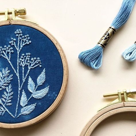 Melissa Galbraith on Instagram: "Say hello to the newest MCreativeJ embroidery kit: Cyanotype Botanicals!⁠ ⁠ This beginner-friendly embroidery kit features three plant designs that looks as though they're printed using the cyanotype method. You'll learn how to blend thread colors and use beginner-friendly embroidery stitches to create this gorgeous botanical inspired design.⁠ ⁠ I love that this kit includes all the materials you'll need to give embroidery a try, including step by step photo instructions. ⁠ ⁠ Plus, each fabric included in the kit is indigo dyed (by me), making them each one-of-a-kind and no two kits exactly the same.⁠ ⁠ Want to stitch this embroidery? Let me know if the comments below 🧵 #cyanotype #embroiderykit #blue #cozycrafts #crafting #mcreativej #handembroidery" Ocean Embroidery, Visible Mending, The Kit, Thread Colors, Create Words, Indigo Dye, Embroidery Kit, Plant Design, Embroidery Kits